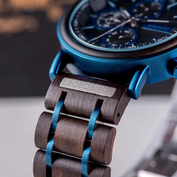 New Wooden Watch Men Top Brand Luxury Chronograph Military Quartz Watches for Man Dropshipping Customized