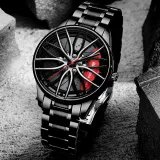 Sports Car Wheel Rim Hub Watches Men Custom Design Sport Car Rim Hub Men Watch Stainless Steel Waterproof Creative Watch
