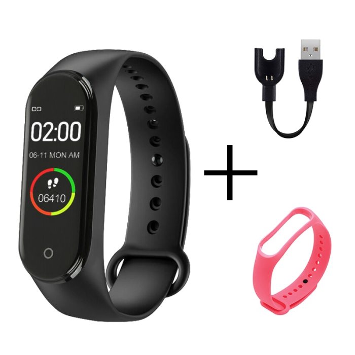 Portable Men's And Women's Waterproof Smart Color Screen M4 Watch Heart Rate Monitor Monitoring Health Tracker Sports Bracelet