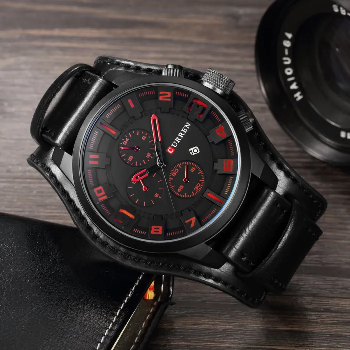 Top  Brand Luxury Mens Watches Male Clocks Date Sport Military Clock Leather Strap Quartz Business Men Watches Gift