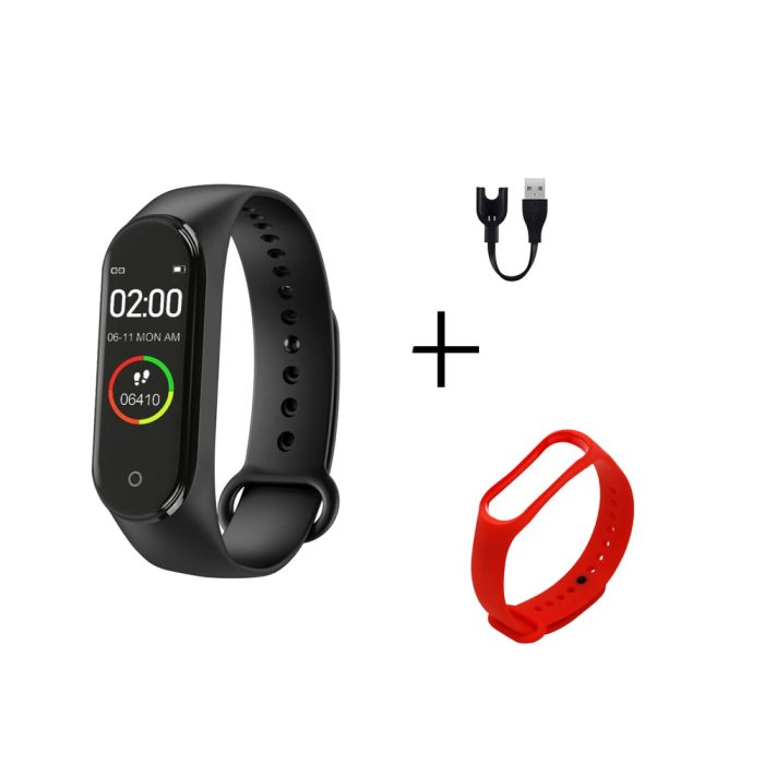 Portable Men's And Women's Waterproof Smart Color Screen M4 Watch Heart Rate Monitor Monitoring Health Tracker Sports Bracelet