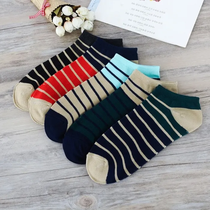 22 Styles 5 Pairs/lot Men Summer Cotton Socks Solid Color Striped Animals Ship Socks Fashionable Male Ankle Socks