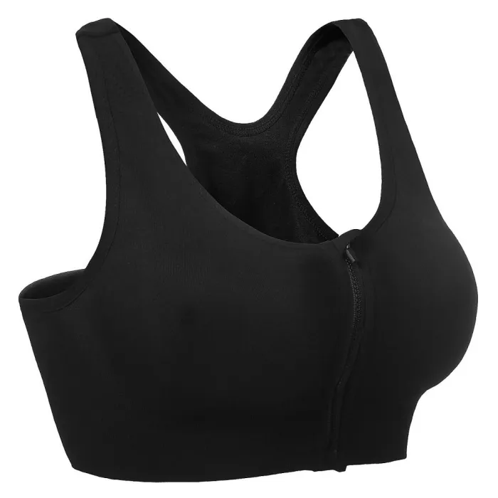 S-XXL Front Zipper Solid Sports Bra for Women Underwear Fitness Shirt Push Up Yoga Crop Top Bras  Athletic Vest Gym Sportswear
