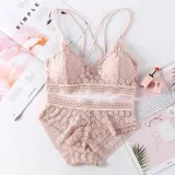 Beauty Back Sexy Women's Underwear Set Transparent Lace Push-up Bra and Panty Sets Female Brassiere Embroidery Lingerie Set