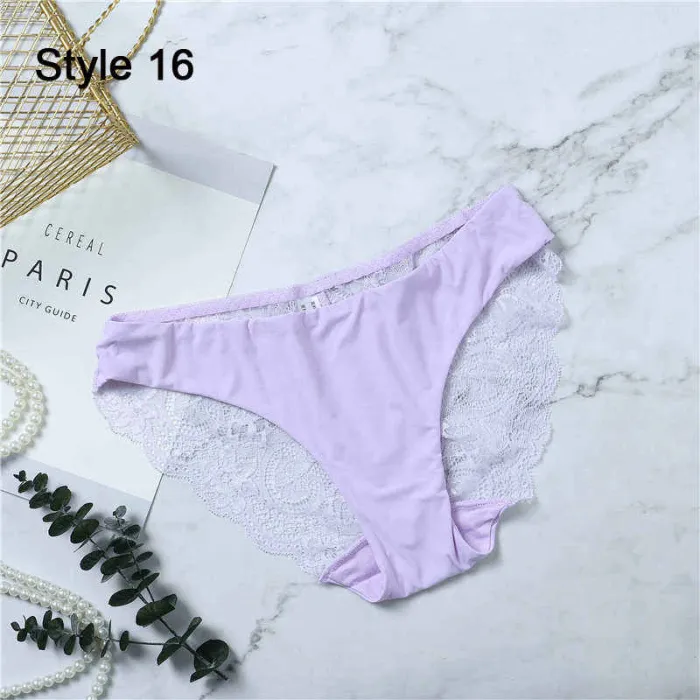 Fashion Women's Sexy Lace Panties Seamless Underwear Briefs Leopard Ice Silk for Girls Bikini Cotton Crotch Transparent Lingerie