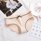 Explosion models women's thread in the waist underwear breathable briefs cotton solid color cute bow manufacturers wholesale