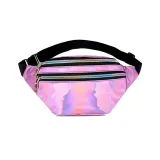 2019 Holographic Women Silver Laser Bum Bag Travel Shiny Waist Bags Fashion Girls Pink Leather Hologram Hip Bag