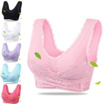 4XL Plus Size Lingerie Lace Solid Color Cross Side Buckle Without Rims Gathered Sports Underwear Sleep Bra New