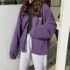 Jackets Women Loose Plus Velvet Zip-up Pockets Letter Casual Oversize BF Ulzzang Harajuku Daily Streetwear Womens Trendy New Hot