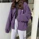 Jackets Women Loose Plus Velvet Zip-up Pockets Letter Casual Oversize BF Ulzzang Harajuku Daily Streetwear Womens Trendy New Hot