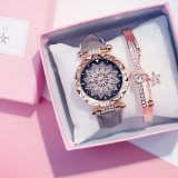 2019 Women Watches Set Starry Sky Ladies Bracelet Watch Casual Leather Sports Quartz Wristwatch Clock