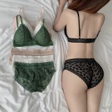 French women's lace sexy lace bra seamless deep V lace thin wireless bra triangle cup underwear sexy female underwear soft bra