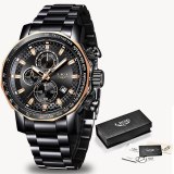 Fashion Mens Watches Luxury Stainless Steel Waterproof Quartz Watch Men Top Brand Business Chronograph