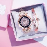 2019 Women Watches Set Starry Sky Ladies Bracelet Watch Casual Leather Sports Quartz Wristwatch Clock