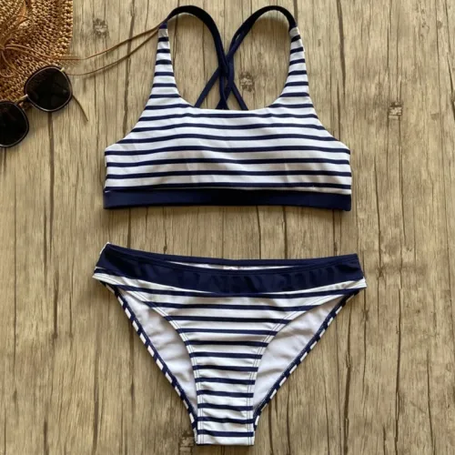 New Sexy Striped Beach Bikinis Set Women Swimwear Push Up Swimsuit Female Bathing Suits Bikini Girls Pool Swimming Suit 2020