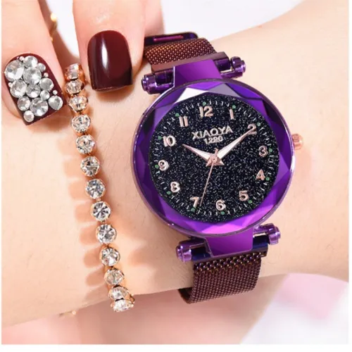 Women watch Fashion wild Starry sky numeral Milan Magnet Buckle Luxury Fashion Ladies Geometric Roman Numeral Quartz Watch