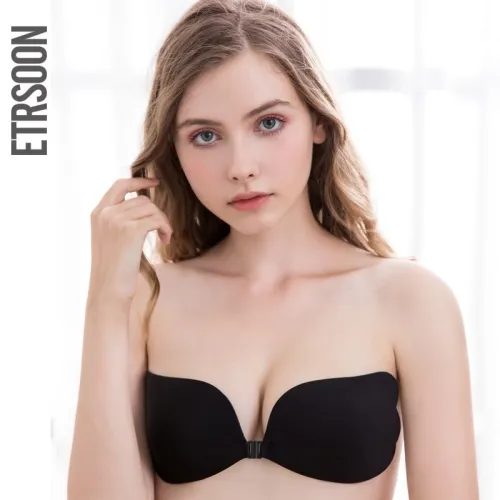 Sexy Lingerie Push Up Silicone Lifting Sticky Bra Self Adhesive Seamless Strapless Front Closure Gel Invisible Bras for Women