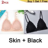 Gumprun French Style Bralette Seamless Deep V Lace Bras for Women Wireless Push Up Bra Thin Soft Underwear Sexy Lingerie