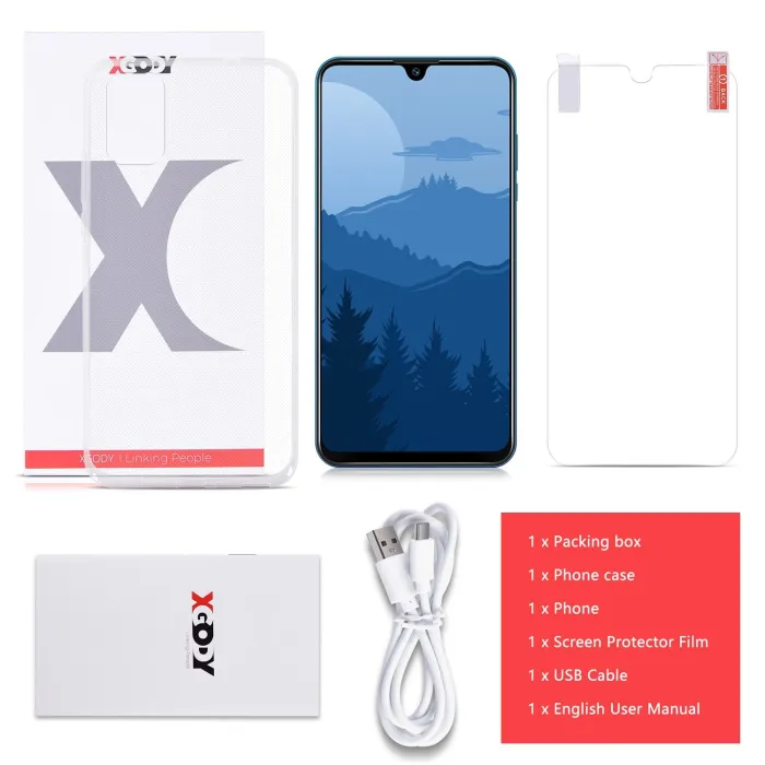 XGODY NOTE 10 Android 9.0 4G mobile phones 2GB RAM 16GB ROM Face ID 5MP Camera Dual SIM GPS WIFI 7.2  19:9 smartphone Quad Core