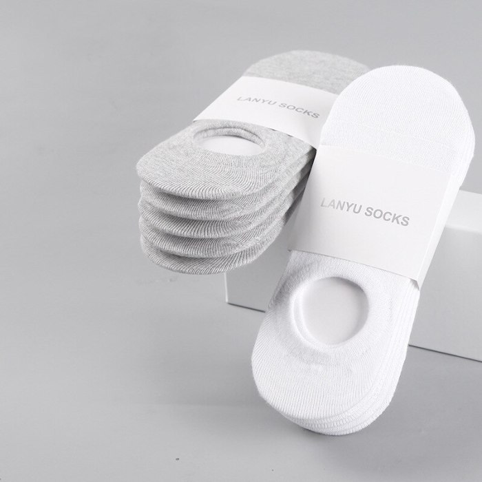 5Pair Fashion Happy Men Boat Socks Summer Autumn Non-slip Silicone Invisible Cotton Socks Male Ankle Sock slippers Meia