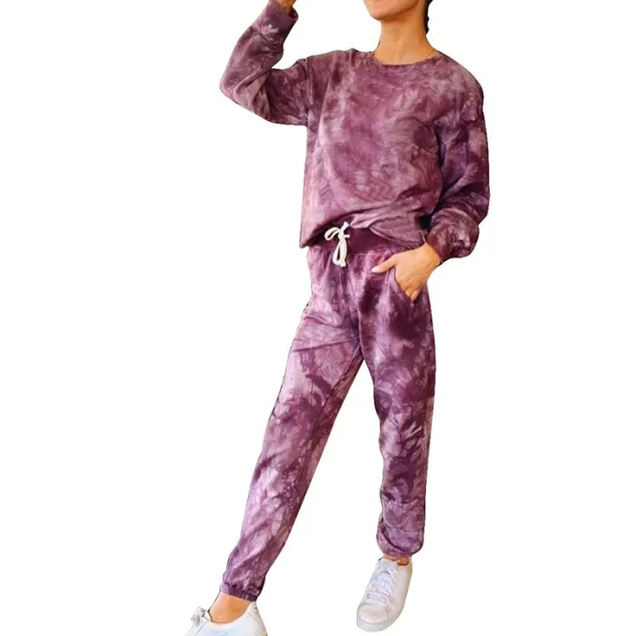 Tracksuit Women Clothes Two Piece Set Pants And Top Tie Dye Casual Wear Ropa Mujer Summer Autumn Femme 2 Pieces Streetwear Suits