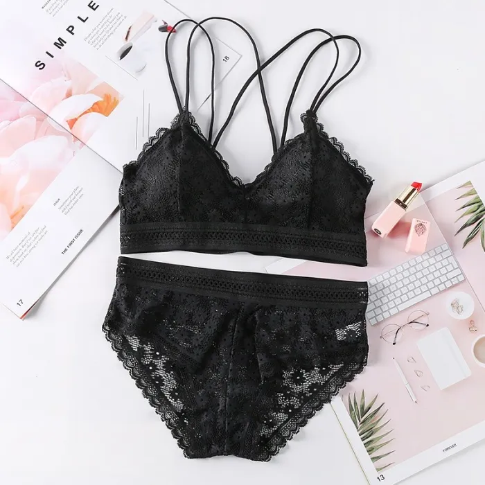 Women Lace Bra Sets Seamless Underwear Backless Vest Sexy Panties Padded Bralette Lingerie Ultrathin Briefs Female Intimates #F