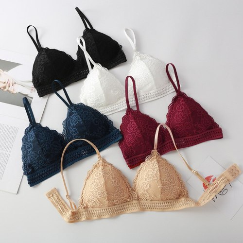 French thin Cup Wireless push up Bra New Sexy Deep V Lace Underwear Women's Bra Fashion lingerie bralette underwear