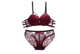 Sexy push up padded underwear briefs lace bra set bra and panty set back closure seamless  women underwire lingerie set