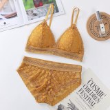 French women's lace sexy lace bra seamless deep V lace thin wireless bra triangle cup underwear sexy female underwear soft bra