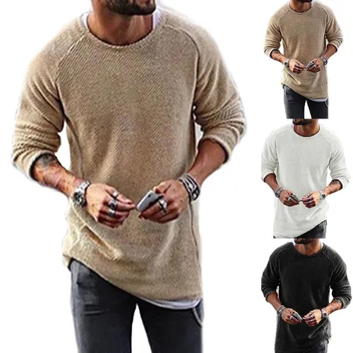 New Autumn New Casual Solid O Neck Thick Sweater Men Pullover Sweaters Casual Jumper Male Knitted Korean Style Clothes Plus Size