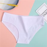 FINETOO Women's Underpants Soft Cotton Panties Girls Solid Color Briefs Striped Panty Sexy Lingerie Female Underwear M-XL Panty