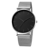Fashion Casual Watch Womens Metal Hour Quartz Wristwatch Simple Mesh Black Stainless Steel Bracelet saa
