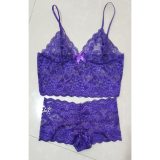 2pcs/Set Hot sale solid high waist sexy Perspective lace Women Open Underwear Sexy Lace Bra Panties Set Plus Size S-5XL Bralette