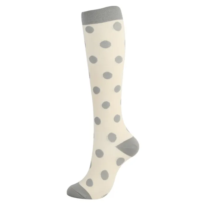 Compression Socks Men Women Nylon Yarn Outdoor Sports High Long Tube Stockings Running Socks Happy Dot Marathon Unisex Fun