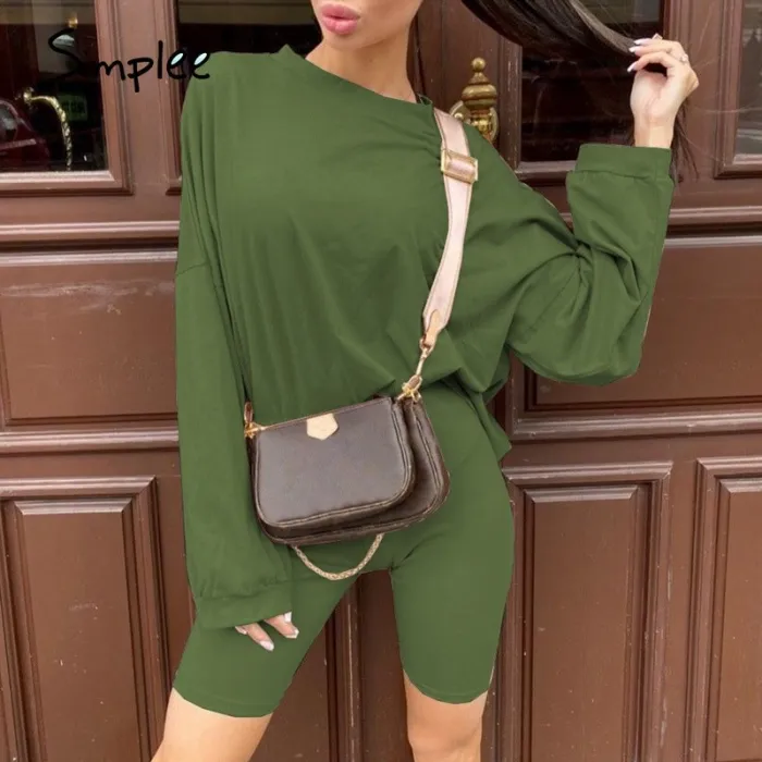 Casual solid outfits women's two piece suit with belt Home loose sports tracksuits fashion bicycle suit summer hot 2020