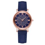 Dial Watches for Women Fashion Roman Scale Rhinestone Leather Ladies Quartz Watch Female Wrist Watch