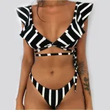Rubylong 2019 Ruffles Bikini Women Sexy Vintage Swimsuit Brazilian Thong Bikini Set Female Retro Swimwear Push Up Bathing Suit