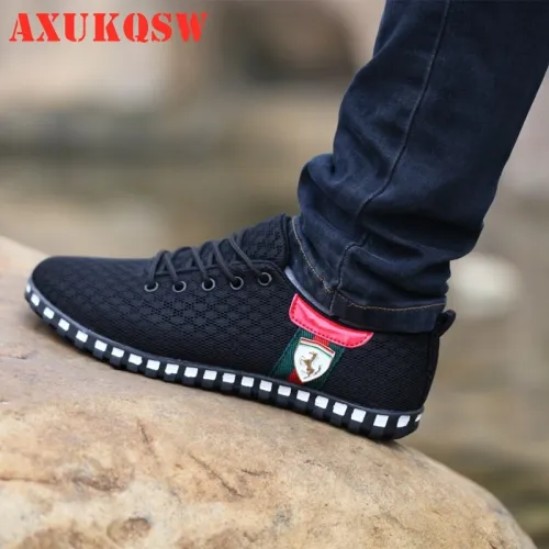 Men Casual Shoes 44 New Arrival Breathable Mesh Flats Shoes Men Loafers Slip On Mens Driving Shoes Trainers Laceup Running Shoes