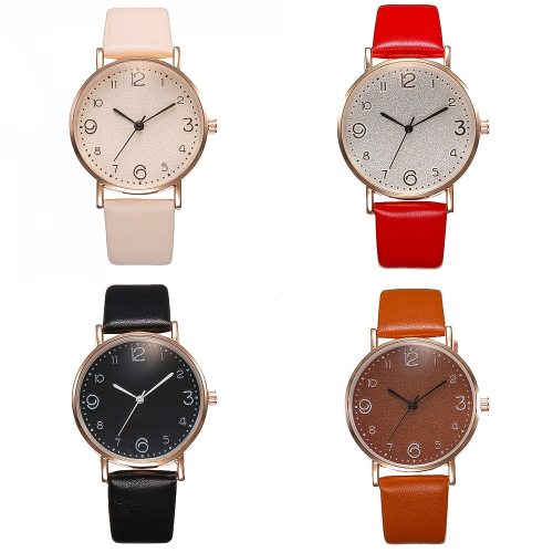 Top Style Fashion Women's Luxury Leather Band Analog Quartz Wrist Watch Golden Ladies Watch Women Dress  Black Clock