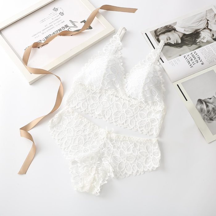 Women Lace Bra & Brief Sets Seamless Underwear Backless Vest Sexy Padded Bralette Lingerie Ultrathin Bra Sets Female Intimates