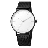 Fashion Casual Watch Womens Metal Hour Quartz Wristwatch Simple Mesh Black Stainless Steel Bracelet saa