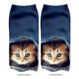 New 3D Print Funny Cute Cartoon Kitten Unisex Short Socks Creative Colorful Multiple Cat Face Happy Low Ankle Socks For Women