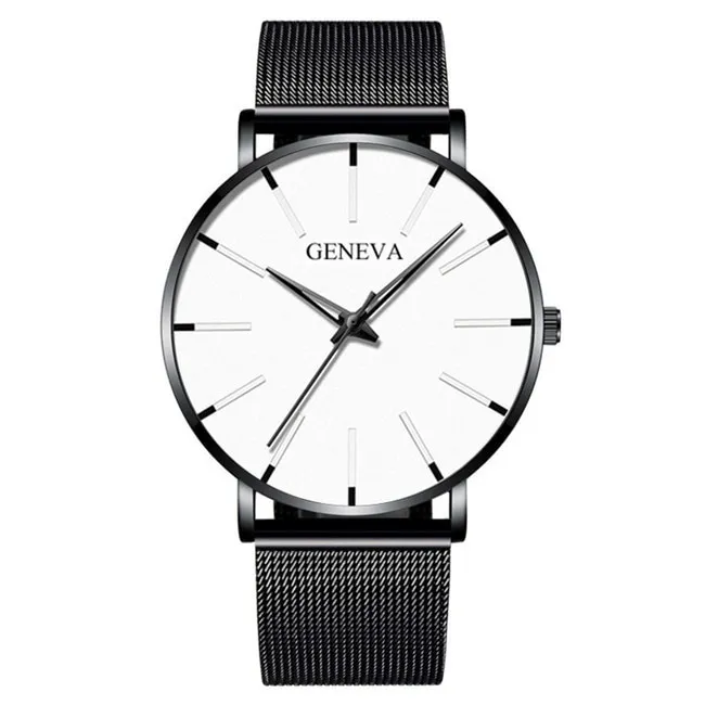 2020 Minimalist Men's Fashion Ultra Thin Watches Simple Men Business Stainless Steel Mesh Belt Quartz Watch
