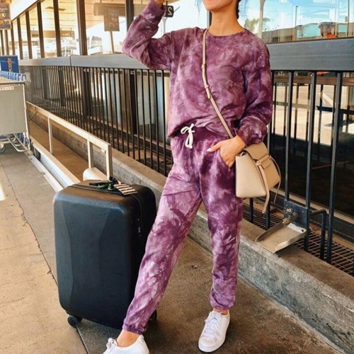 Tracksuit Women Clothes Two Piece Set Pants And Top Tie Dye Casual Wear Ropa Mujer Summer Autumn Femme 2 Pieces Streetwear Suits