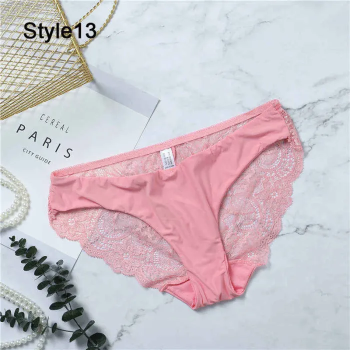 Fashion Women's Sexy Lace Panties Seamless Underwear Briefs Leopard Ice Silk for Girls Bikini Cotton Crotch Transparent Lingerie