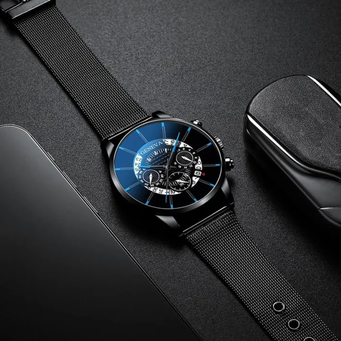 2020 Hollow Men's Watch Fashion Ultra Thin Watches Date Men Business Stainless Steel Mesh Belt Quartz Watch