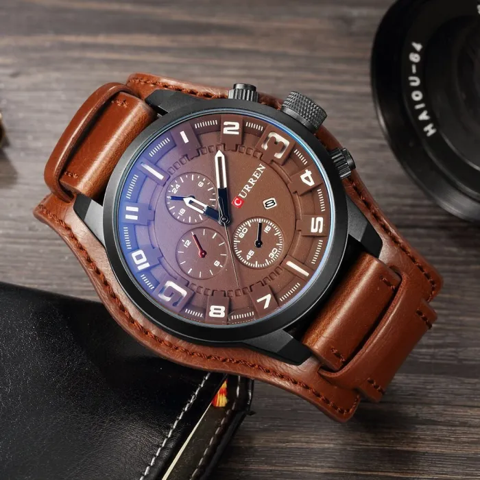 Top  Brand Luxury Mens Watches Male Clocks Date Sport Military Clock Leather Strap Quartz Business Men Watches Gift