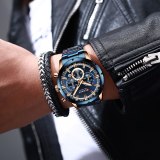Mens Watches Fashion Casual Clock Stainless Steel Top Brand Luxury Sports Chronograph Quartz Watch Man