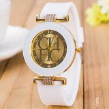 2020 Hot sale Fashion Black Geneva Casual CHHC Quartz Women watches Crystal Silicone Watches  men's Wrist Watch