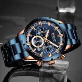 Mens Watches Fashion Casual Clock Stainless Steel Top Brand Luxury Sports Chronograph Quartz Watch Man